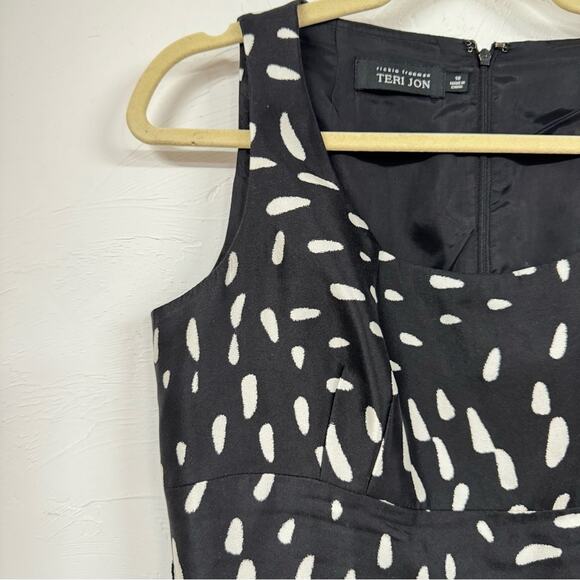 Rickie Freeman Teri Jon Black & White Polka Dot Fit & Flare Cocktail Dress 10 - Picture 5 of 14
